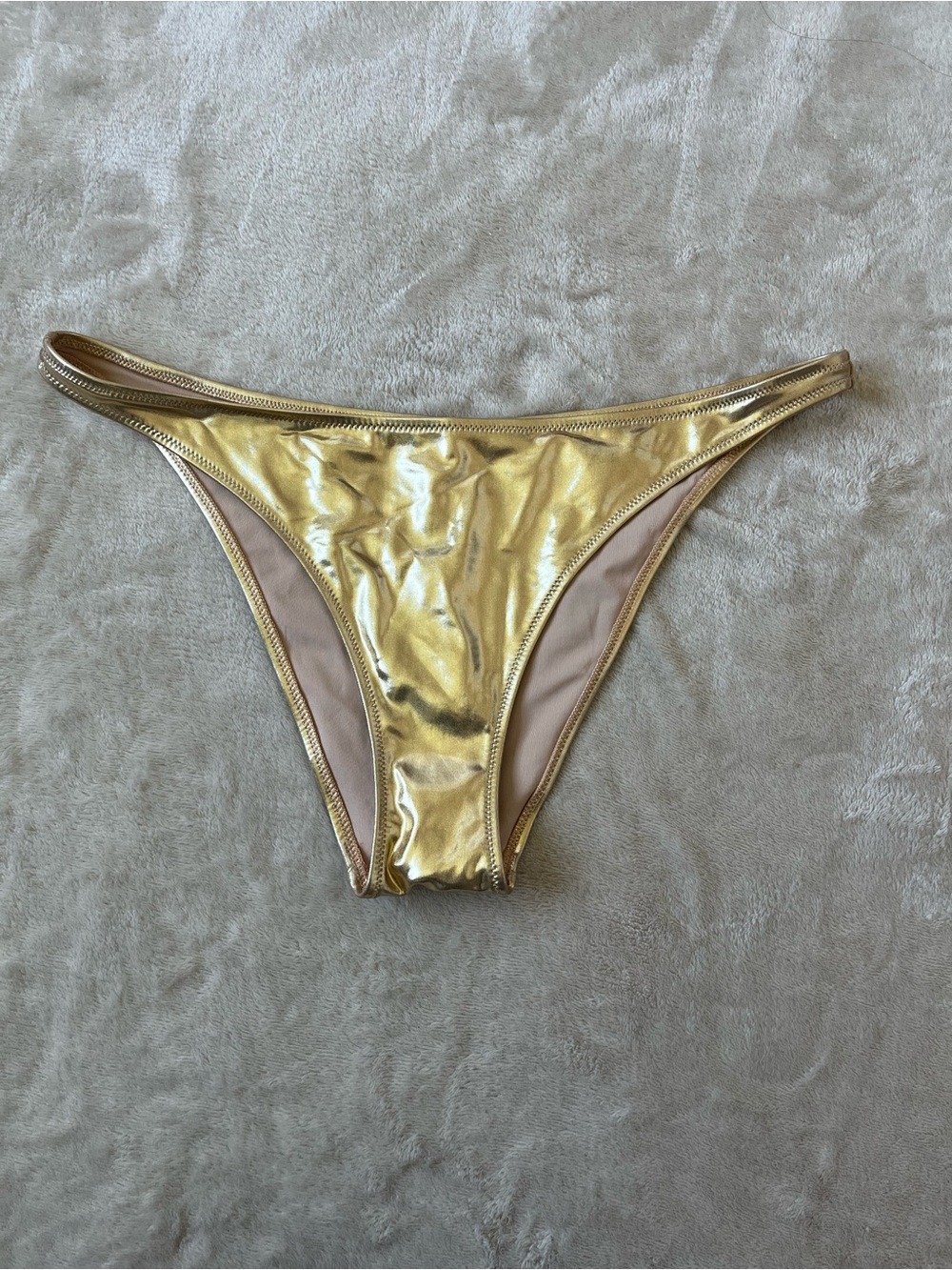 Aerie Women’s Gold Cheeky Bikini Bottoms Medium NWT